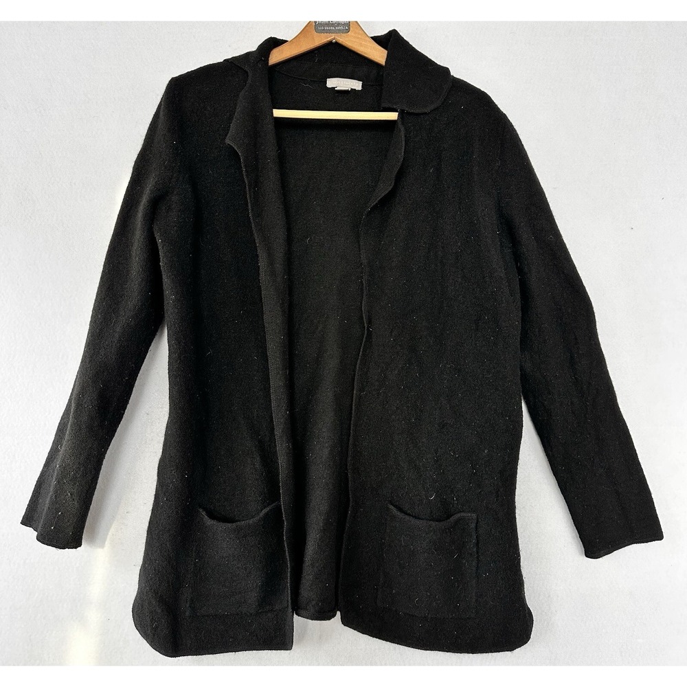 Investments Cardigan Wool Long Pockets Women Large Black Excellent